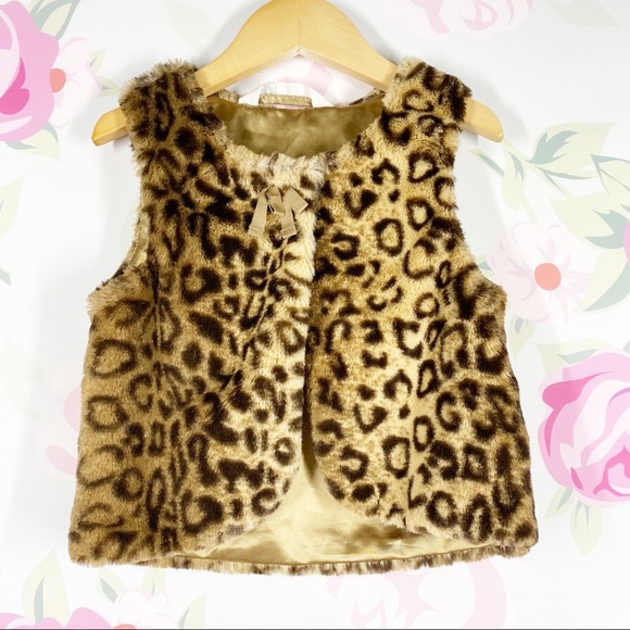 H&M Faux Fur Leopard Print Vest 5 6 - Picture 1 of 9